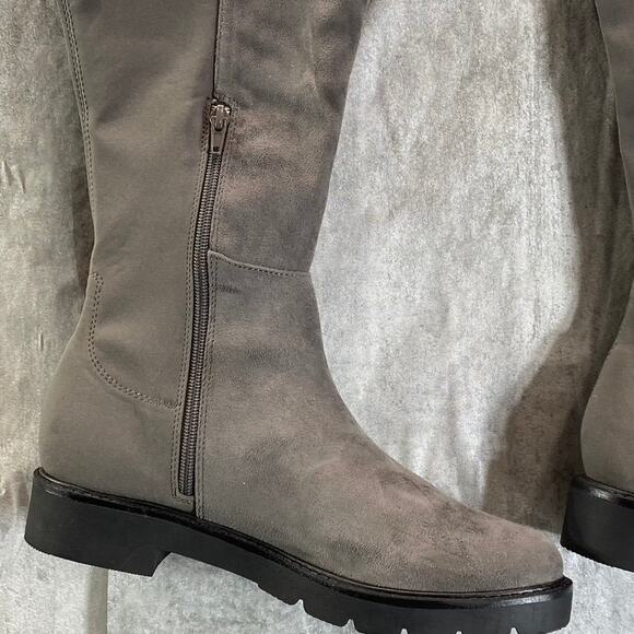 NINE WEST Women's Charcoal Tread Lug Sole Block-Heel Over-The-Knee Boots SZ 9.5 - Picture 3 of 12